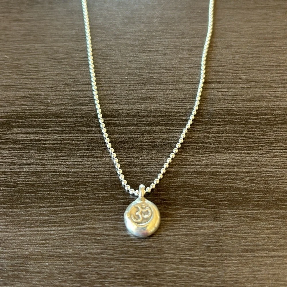 Thai Silver Om Charm on Sterling Silver‎ Ball Chain Necklace NWT